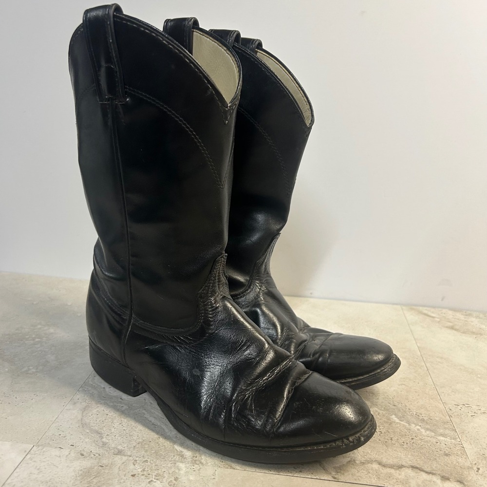 Laredo Vintage Western Cowboy Boots Black Women Size 8 M Made in USA Leather